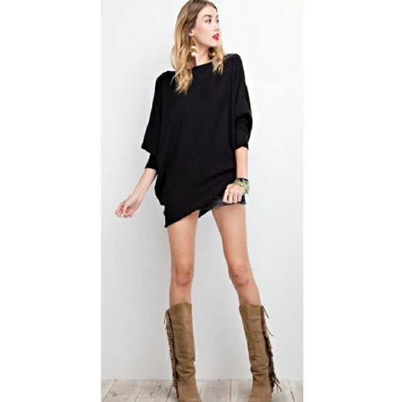 Assymetrical Black Thermal Longsleeve Sweater - Picture 4 of 4